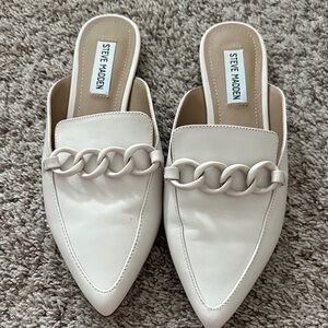 Steve Madden Women's Chain Detail Cream Mules
